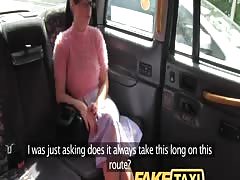 FakeTaxi Brunette with glasses pays the price for being rude