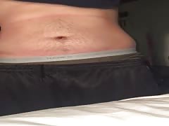 Chubby amateur undressing showing cock and ass